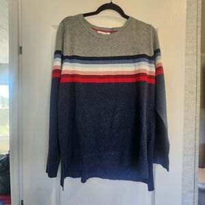 EV1 Women's Gray and Blue Striped Sweater Size XL BNWT